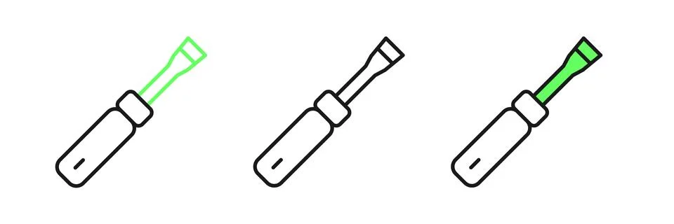 Set line Screwdriver icon isolated on white background. Service tool symbol.. Stock Illustration