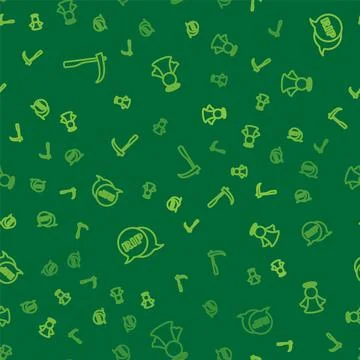 Set line Scythe, Speech bubble rip death and Angel on seamless pattern. Vecto Stock Illustration