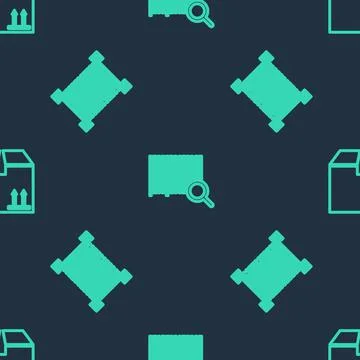 Set line Search barcode, Barcode and Cardboard box with traffic on seamless p 库存插图