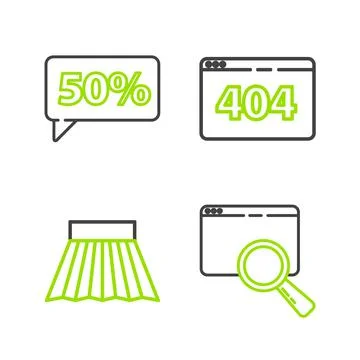 Set line Search in a browser window, Skirt, Page with 404 error and Fifty イラスト素材