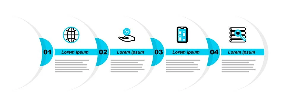 Set line Search in a browser window, Online shopping on phone, Hand holding coin 스톡 일러스트