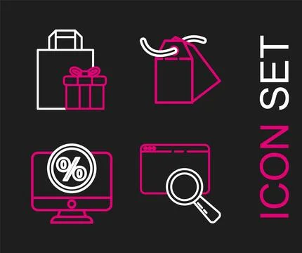 Set line Search in a browser window, Percent discount and monitor, Blank la.. Stock Illustration