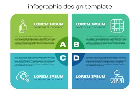 Set line Search cloud computing, Data export, Computer network and Processor Illustrazione stock