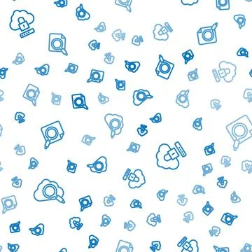 Set line Search cloud computing, Cloud lock and concept with folder on seamless Illustrazione stock