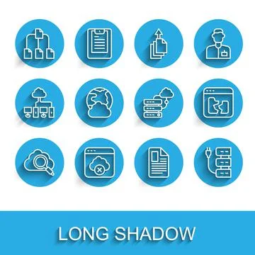 Set line Search cloud computing, Failed access storage, Folder tree, File Stockillustratie
