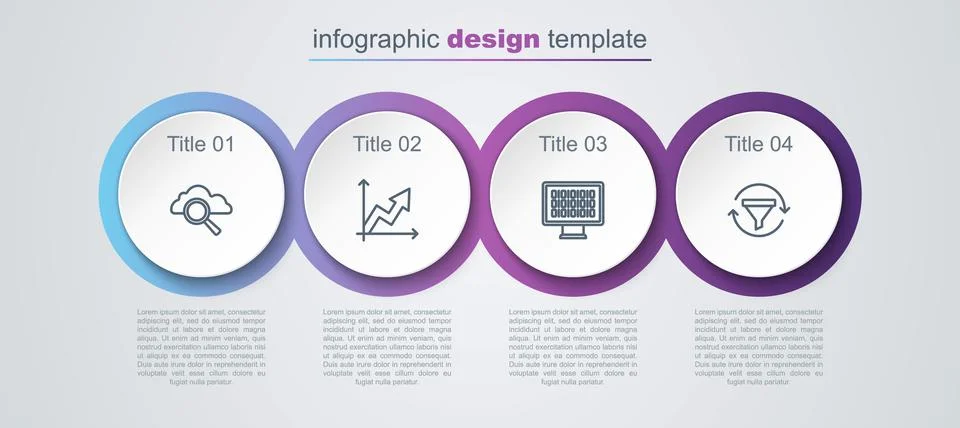 Set line Search cloud computing, Financial growth, Binary code and Sales funn Stock Illustration
