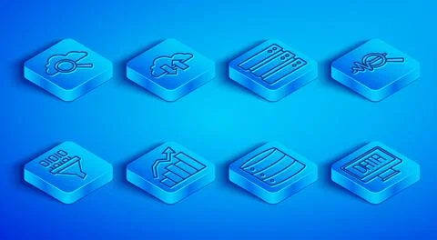 Set line Search cloud computing, Cloud download and upload, Server, Financial Stock Illustration