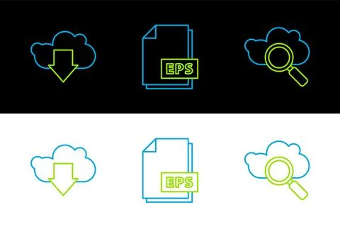 Set line Search cloud computing, Cloud download and EPS file document icon... Stockillustratie