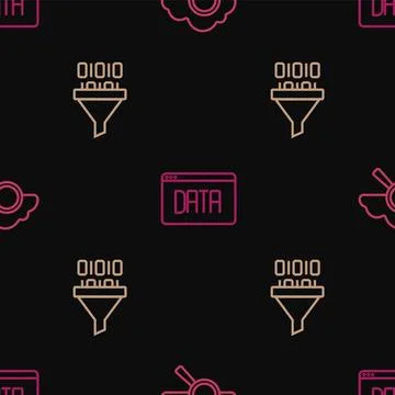 Set line Search cloud computing, Binary code and Data analysis on seamless .. Stock Illustration