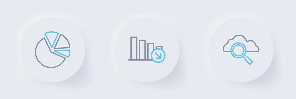 Set line Search cloud computing, Financial growth decrease and Pie chart in.. Illustrazione stock