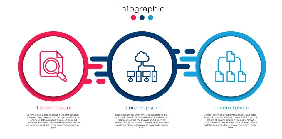Set line Search concept with folder, Computer network and Folder tree. Business Stock Illustration