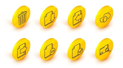 Set line Search concept with folder, Document and check mark, minus, Next p.. Stockillustratie