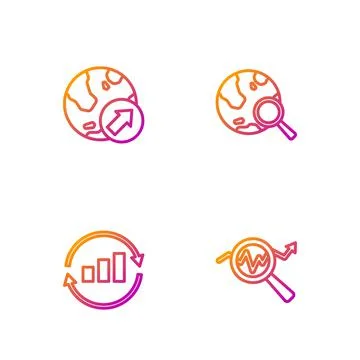 Set line Search data analysis, Graph chart infographic, Financial growth and Stock Illustration