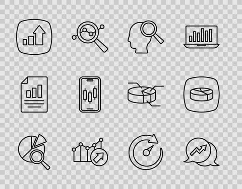 Set line Search data analysis, Financial growth, people, Mobile stock trading Illustrazione stock
