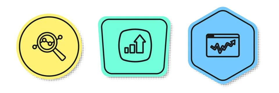 Set line Search data analysis, Financial growth and Graph chart infographic Stock Illustration