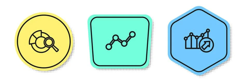Set line Search data analysis, Graph chart infographic and Financial growth Illustrazione stock