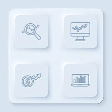 Set line Search data analysis, Monitor with graph chart, Financial growth dollar 库存插图