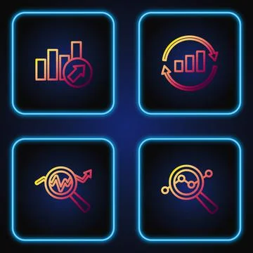 Set line Search data analysis, Financial growth and Graph chart infographic Stock Illustration