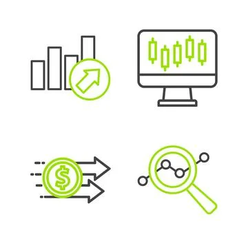 Set line Search data analysis, Financial growth dollar, Stocks market graphs and イラスト素材