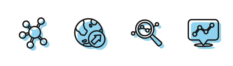 Set line Search data analysis, Project team base, Financial growth and Graph Ilustración de archivo