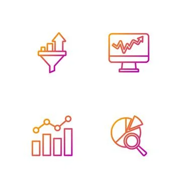 Set line Search data analysis, Financial growth, Sales funnel with chart and Stock Illustration