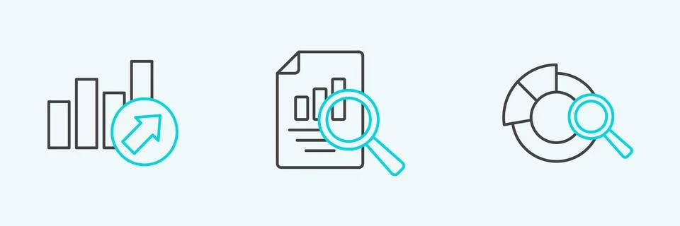 Set line Search data analysis, Financial growth and Document with graph chart Stock Illustration