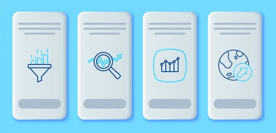Set line Search data analysis, Financial growth, Sales funnel with chart an.. Stock Illustration