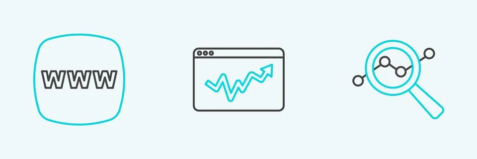 Set line Search data analysis, Website template and Graph chart infographic.. Stock Illustration