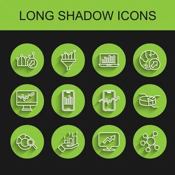 Set line Search data analysis, Financial growth, Project team base, Mobile .. Illustrazione stock