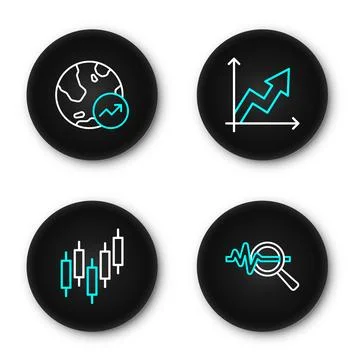 Set line Search data analysis, Browser with stocks market, Financial growth.. Stock Illustration
