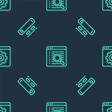 Set line Search engine,  and Browser setting on seamless pattern. Vector 스톡 일러스트