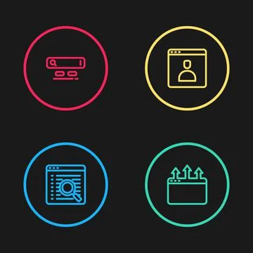 Set line Search engine, Browser window, Create account screen and icon. Vector イラスト素材