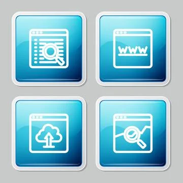 Set line Search engine, Browser window, Cloud upload and Website with stocks イラスト素材