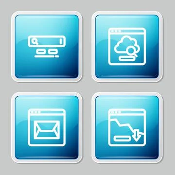 Set line Search engine, Cloud technology data transfer, Website and mail and Stock Illustration