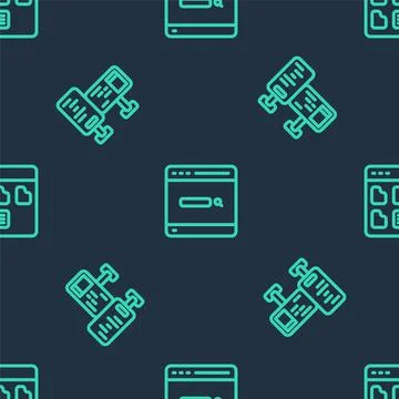 Set line Search engine, Computer monitor screen and Browser files on seamless Stock Illustration