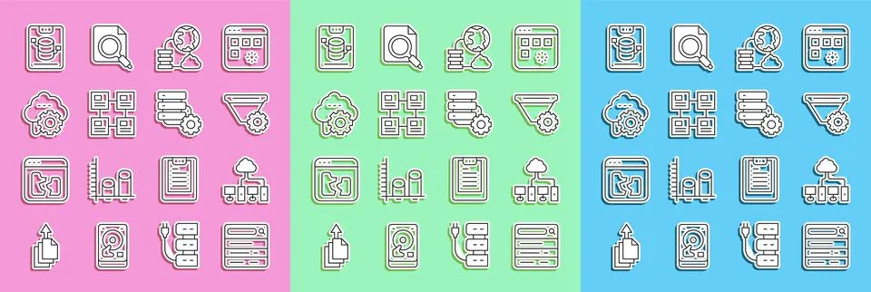 Set line Search engine, Computer network, Filter setting, Network cloud 스톡 일러스트