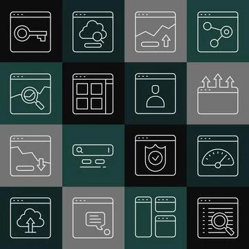 Set line Search engine, Digital speed meter, Browser window, Financial growth 库存插图