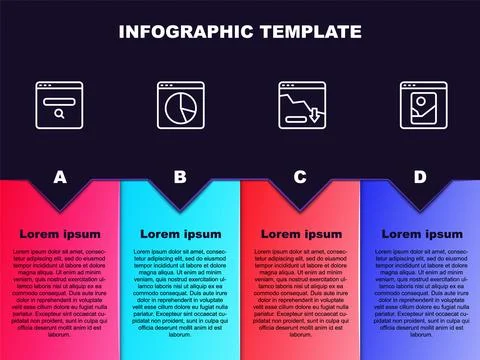 Set line Search engine, Graph chart infographic, Financial growth decrease and Stock Illustration