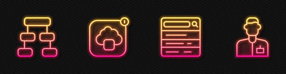 Set line Search engine, Hierarchy organogram chart, Cloud technology data t.. イラスト素材