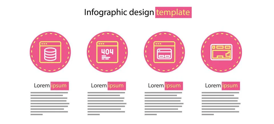 Set line Search engine, Keyboard, Page with 404 error and Server, Data, Web Stock Illustration