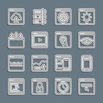 Set line Search engine, Mobile phone, Browser incognito window, setting, Online Illustrazione stock