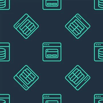 Set line Search engine, MySQL code and Server, Data, Web Hosting on seamles.. Stock Illustration