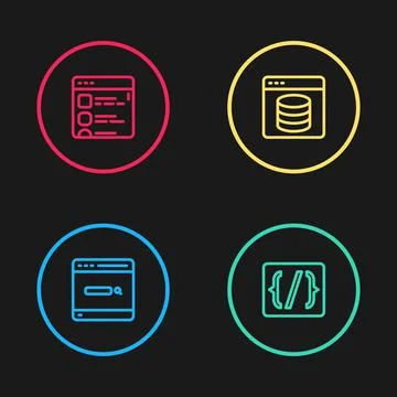 Set line Search engine, Programming language syntax, Server, Data, Web Hosting Stockillustratie