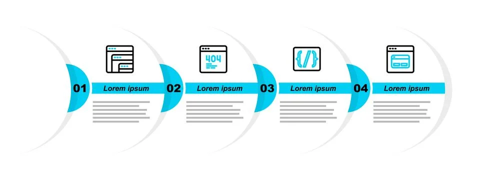 Set line Search engine, Programming language syntax, Page with 404 error and Stock-Illustration