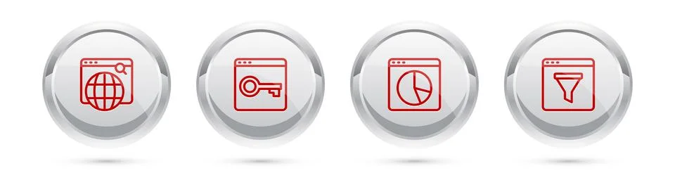 Set line Search engine, Secure your site with HTTPS, SSL, Graph chart Ilustração Stock