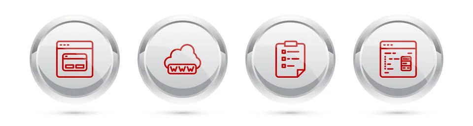 Set line Search engine, Web development, Clipboard with checklist and Software Stock Illustration