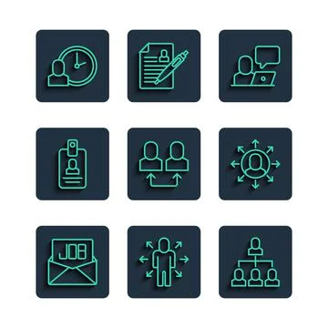 Set line Search job, Multitasking manager working, Employee hierarchy, Freela Stock Illustration