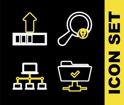 Set line Search location, FTP operation successful, Computer network and Lo.. Illustrazione stock