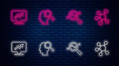 Set line Search people, data analysis, Financial growth and Project team base Stock Illustration