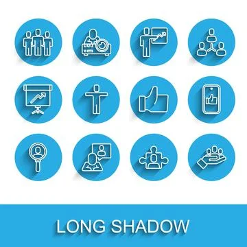 Set line Search a people, Head hunting, Users group, Project team base, Han.. Stock Illustration